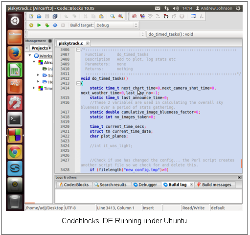 Text Box:  
Codeblocks IDE Running under Ubuntu
